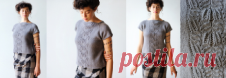 Вязаный топ Imogen Tee выполняется спицами круговыми рядами снизу вверх.