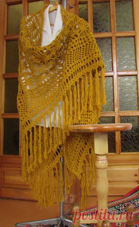 Шаль крючком Крупно.Ажур., Мастерская Ручной работы "Вязание крючком", Мастер "SW1" - LangeSTORE Международный ГиперМаркет Ручной Работы, Подарков и Сюрпризов
