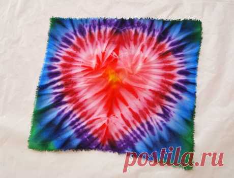 Мастер-класс по узелковому батику роспись салфетки узор «сердце» - Ярмарка Мастеров - ручная работа, handmade