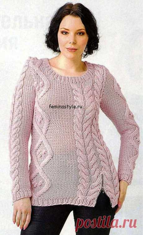 Пуловер из толстой пряжи с объемными косами..