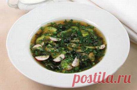 Холодный суп из щавеля и свекольной ботвой. - Рецепт