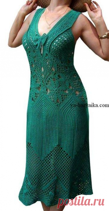 САРАФАН КРЮЧКОМ «МАЛАХИТ». АВТОР МОДЕЛИ - ЧЕРНЫШЁВА РИММА
