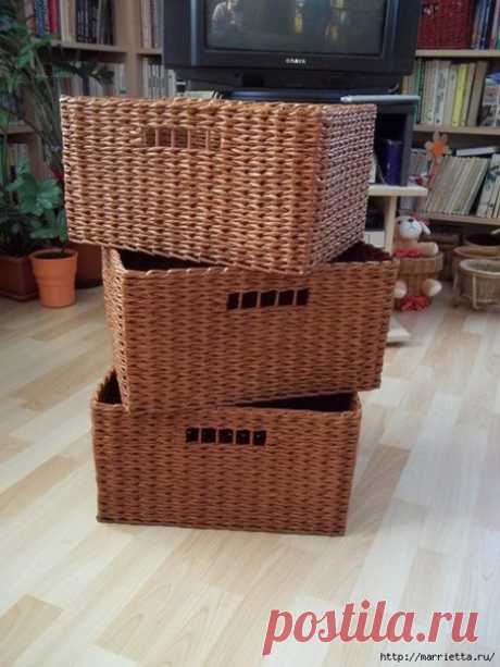Плетём корзину из газетных трубочек