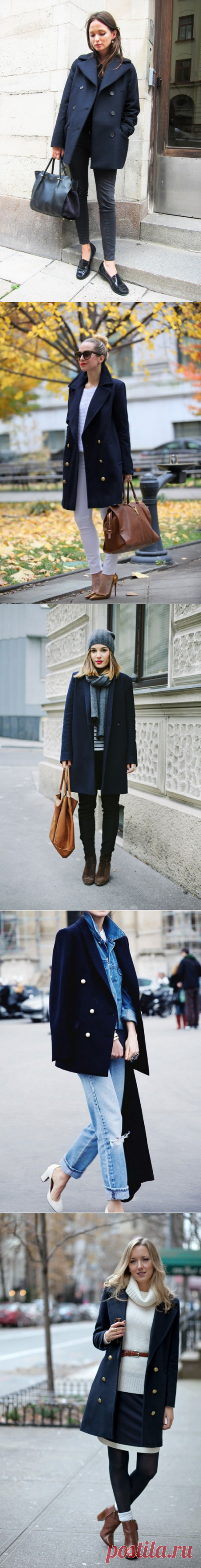 Морской стиль. Пальто-бушлат в городских образах — Модно / Nemodno