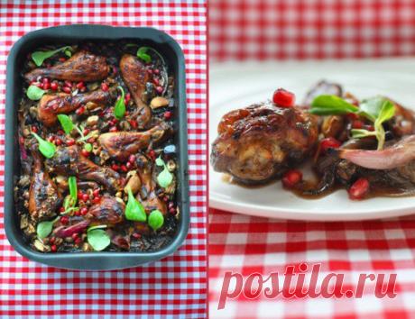Вкусности » Куриные ножки, запеченные с баклажанами, грецкими орехами и гранатом по Оливеру » Рецепты от Дайкири