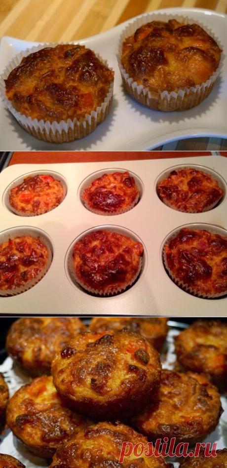 Home food: Маффины с ветчиной, сыром и сладким перцем