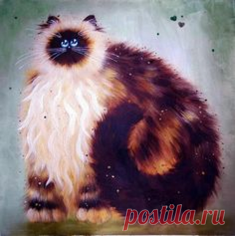 Глазастые кошки художницы Kim Haskins :: Коты и кошки - рисунок, графика, живопись