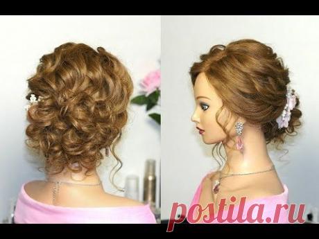 Prom wedding hairstyles, romantic updo. Свадебная прическа, прическа на выпускной - YouTube