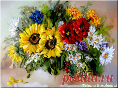 Потрясающие картины Татьяны Коробейник, вышитые лентами