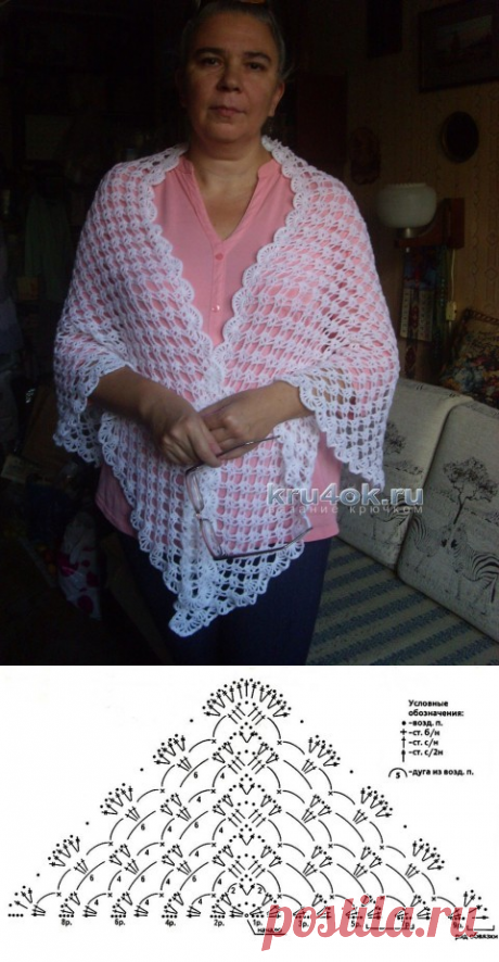 Вязаная крючком шаль – работа Нины - вязание крючком на kru4ok.ru