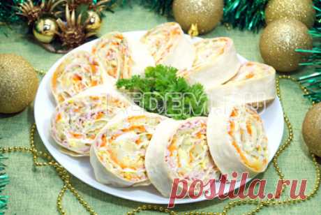 Закуска «Оливье-рулет» – Пошаговый рецепт с фото. Салаты. Вкусные рецепты с фото