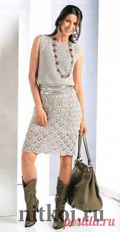 Платье, веерный узор крючком » Ниткой - вязаные вещи для вашего дома, вязание крючком, вязание спицами, схемы вязания