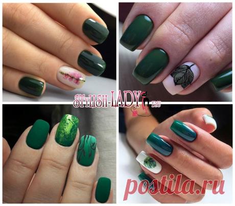 Темно-зеленый маникюр - идеи с фото