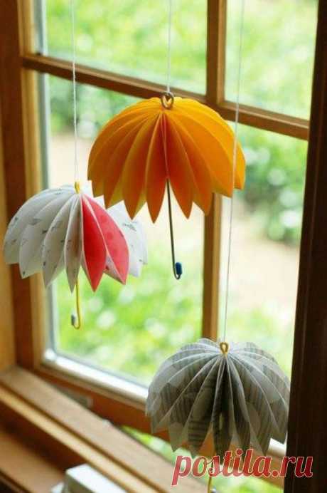 Яркий зонтик из бумаги своими руками