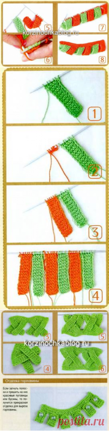 Вязаная отделка из полос - 31 Июля 2016 - Вязание спицами, модели и схемы для вязания на спицах