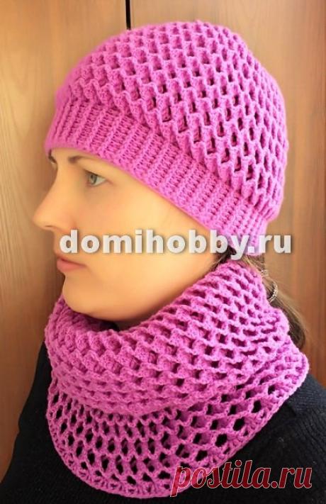 Снуд крючком узором 3д