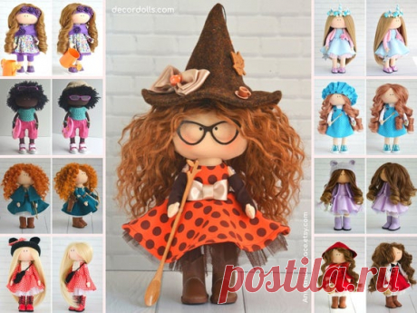 Witch Interior Doll,  Tilda Doll Handmade, Sorceress Art Doll, Fairy Custom Doll, Halloween Decor Doll, Fabric Cloth Baby Doll by Maria K Hello, dear visitors!  This is handmade cloth doll created by Master Maria K (Moscow, Russia). Doll is READY to ship.  Doll is 26 cm (10 inch) tall and made of only quality materials. All dolls stated on the photo are mady by Maria K. You can find them in our shop searching by artist name: