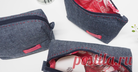 Three Cosmetic Bags of Jeans Cosmetic Bags | Makeup Cases DIY Sewing Projects. Pattern & Photo Tutorial