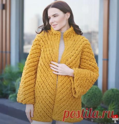 Связано на пальцах: кардиган узором «Ёлочка» | Креаликум