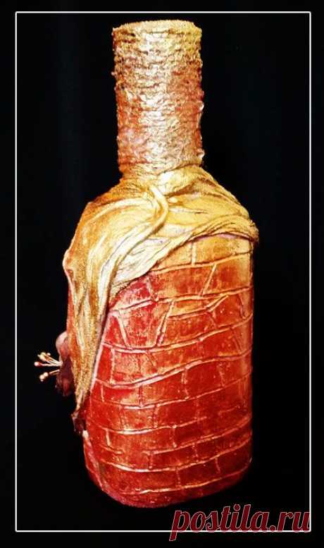 Декор бутылки тканью