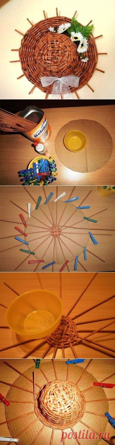 Шляпа из газетных трубочек / Поделки из бумаги / Плетение из бумажной лозы