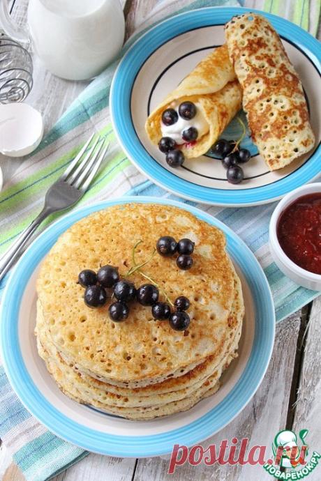 Пышные дрожжевые манные блины - кулинарный рецепт