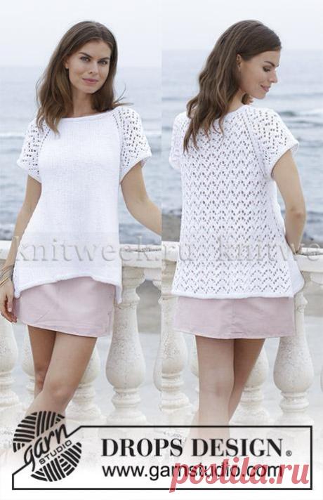 Чудный женский летний топ "Летний роман"свободного кроя, связанный на спицах