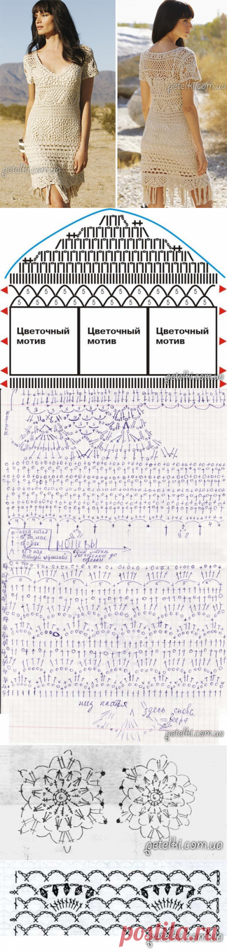 Ажурное платье крючком Баллада Дикого Запада. Много схем, выкройки