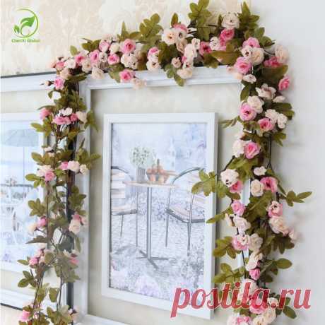 artificial flowers Picture - More Detailed Picture about 230 см Свадебные украшения поддельные шелковых роз Плющ Искусственные цветы с зелеными листьями висит гирлянда для Домашний Декор оптовая продажа Picture in Декоративные цветы и венки from Home Art Decor | Aliexpress.com | Alibaba Group