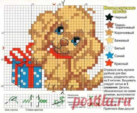 Приемы вышивки крестом, схемы для вышивки любимых питомцев | Рукоделие