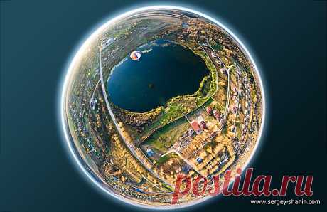 Полет  Автор фотографии - фотограф профессионал Сергей Шанин (Sergey Shanin). Полет. Съемка циркулярным объективом с воздушного шара.. Город Москва. , циркуляр, полет, воздушный, шар