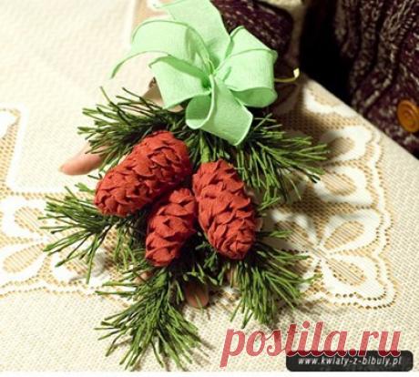 Шишки из гофрированной бумаги. Новогодние поделки из гофрированной бумаги мастер класс | Домоводство для всей семьи.