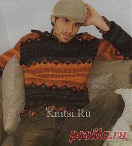 Тройер с жаккардовыми узорами. Вязание для мужчин / Пуловеры / Спицами