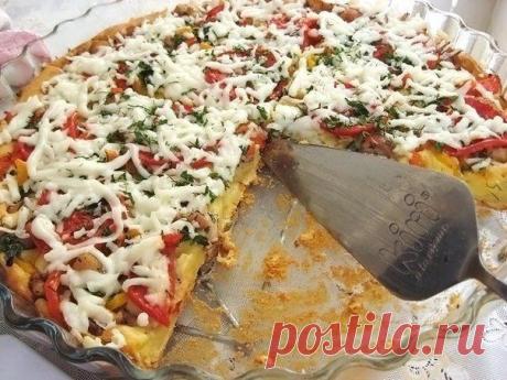 Как приготовить открытый пирог с курицей и болгарским перцем! - рецепт, ингридиенты и фотографии