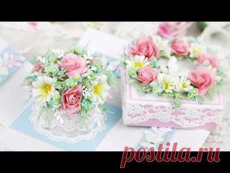 КОРОБОЧКА с сюрпризом своими руками / Скрапбукинг/ Explosion Box Card with flowers /step by step