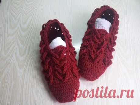 красивые тапочки следки крючком МК
