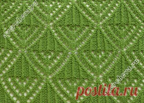 узоры спицами ажурные листочки | каталог вязаных спицами узоров