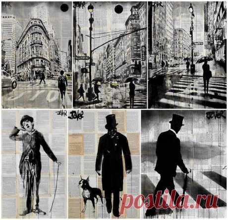 Город - старые газеты + тушь / Loui Jover