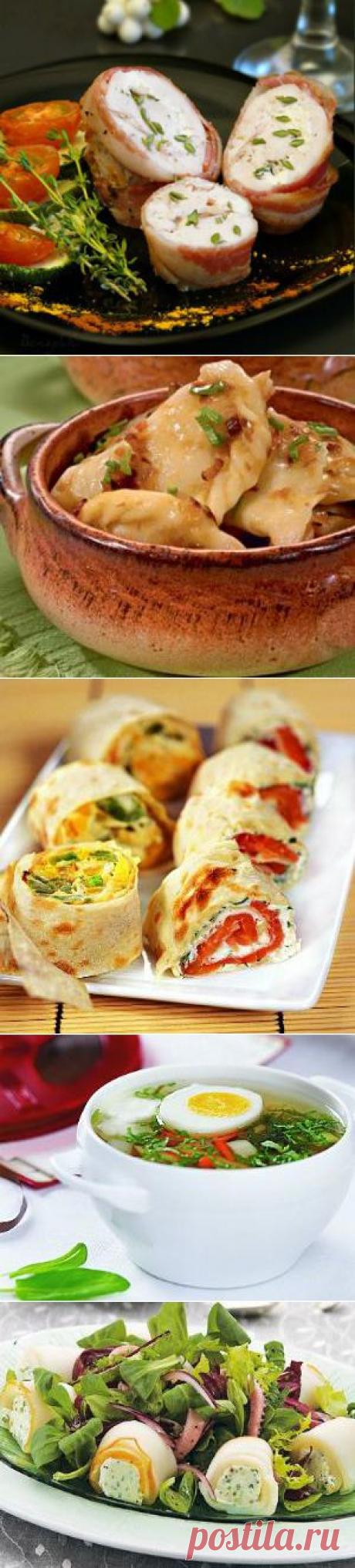 Куриные рулеты в беконе, фаршированные козьим сыром и тимьяном, запеченные с овощами , второе блюдо. Пошаговый рецепт с фото на Gastronom.ru