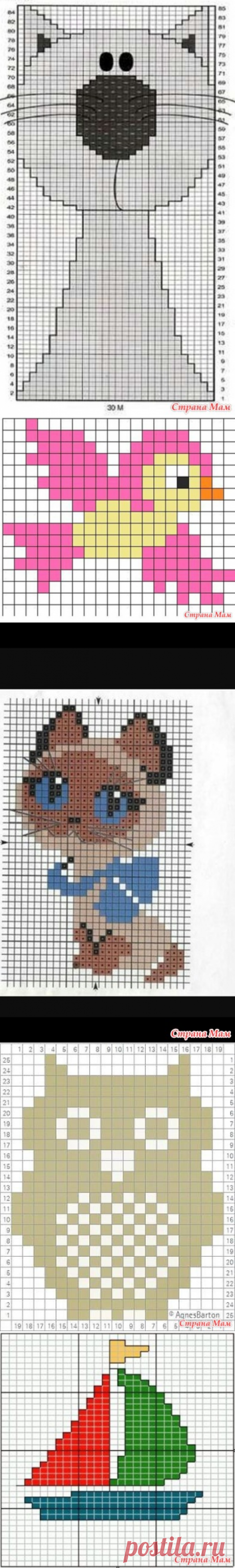 . Схемы жаккарда для детей (вышивка по петлям, интарсия) - Вязание - Страна Мам