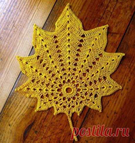 Осенний лист крючком