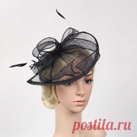 Водослива Sinamay Оголовье чародей Черный Бежевый невесты Свадебная вечеринка перо Чародей головной убор hairband волос Аксессуары купить на AliExpress