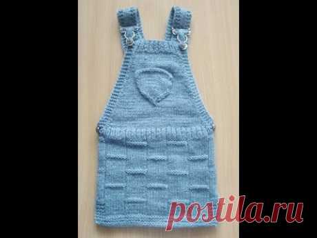"ДЖИНСОВЫЙ" сарафан спицами для девочки