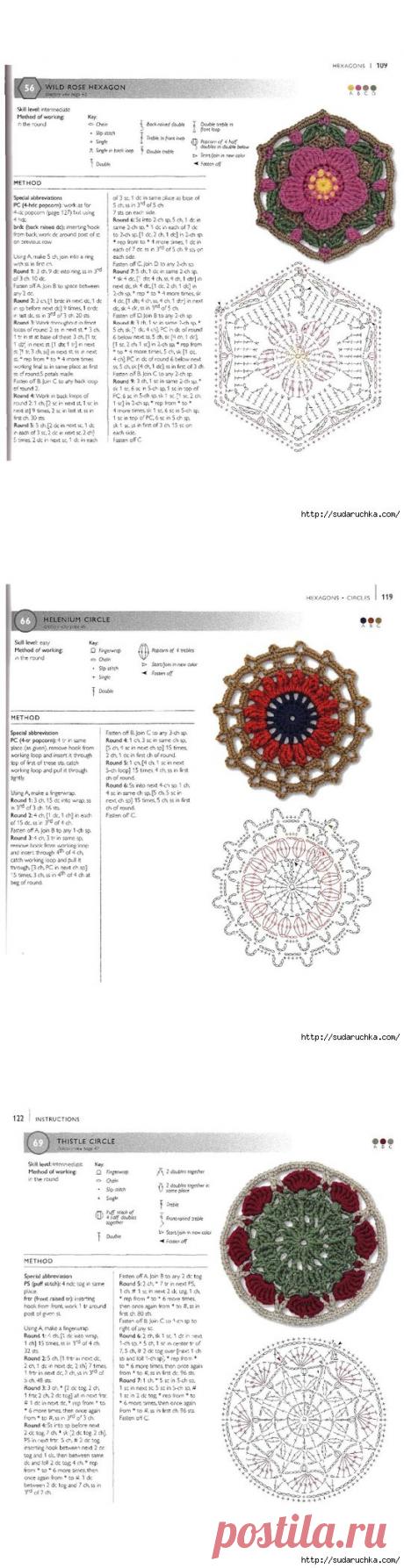 "75 Floral Blocks to Crochet". Журнал по вязанию крючком..