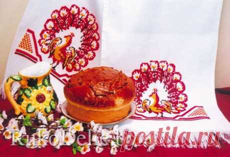 Полотенце со стилизованной птичкой, вышитой крестом :: Рушники :: Вышивка крестиком :: RukoDelie.by