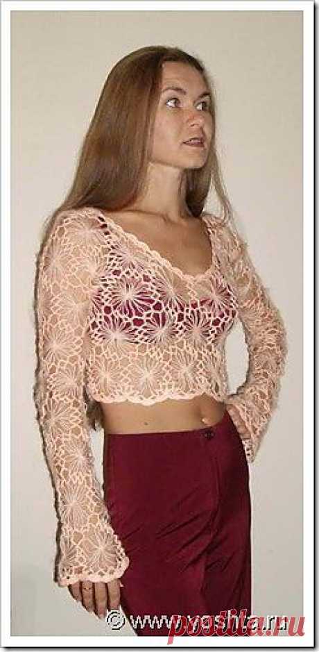 Вязание на шаблоне. Персиковый свитерок