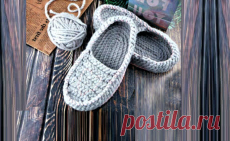 Простой способ связать домашние тапочки крючком со схемой и описанием | Идеи рукоделия | Яндекс Дзен