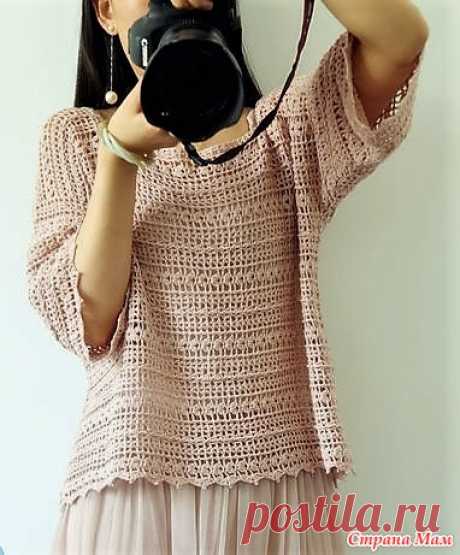 Ажурный джемпер с вязанный поперек. Крючок. - ВЯЗАНАЯ МОДА+ ДЛЯ НЕМОДЕЛЬНЫХ ДАМ - Страна Мам