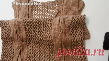 КРАСИВАЯ летняя АЖУРНАЯ кофта с КОСАМИ! Вязание спицами. Стильно, модно и очень просто!