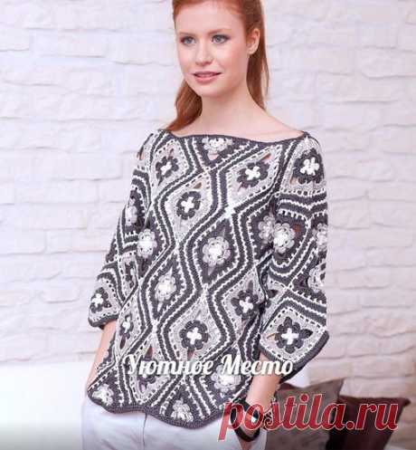 Пуловер из цветочных ромбов
РАЗМЕРЫ 38–42
ВАМ ПОТРЕБУЕТСЯ
Пряжа (100% хлопка; 110 м/50 г) 400 г коричневой и по 250 г бежевой и розовой; крючок № 4.
УЗОРЫ И СХЕМЫ
РОМБ
Розовой нитью выполнить цепочку из 6 в.п. и замкнуть ее в кольцо при помощи 1 соед. ст. Вязать согл. схеме 1 круговыми рядами. Каждый круговой ряд начать с начальных в.п. согл. схеме и закончить 1 соед. ст. При смене цвета начать новой нитью с 1 соед. ст.
Выполнить 1 раз 1–6-й круговые ряды, соблюд...